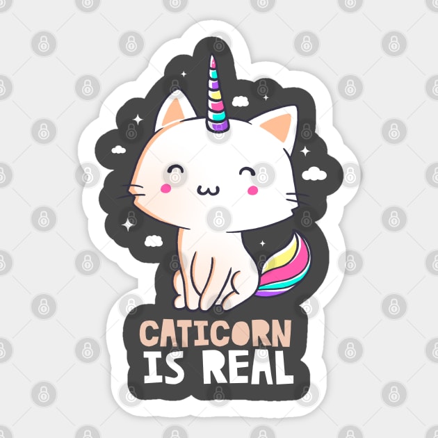 Caticorn Is Real Funny Cute Gift Sticker by eduely